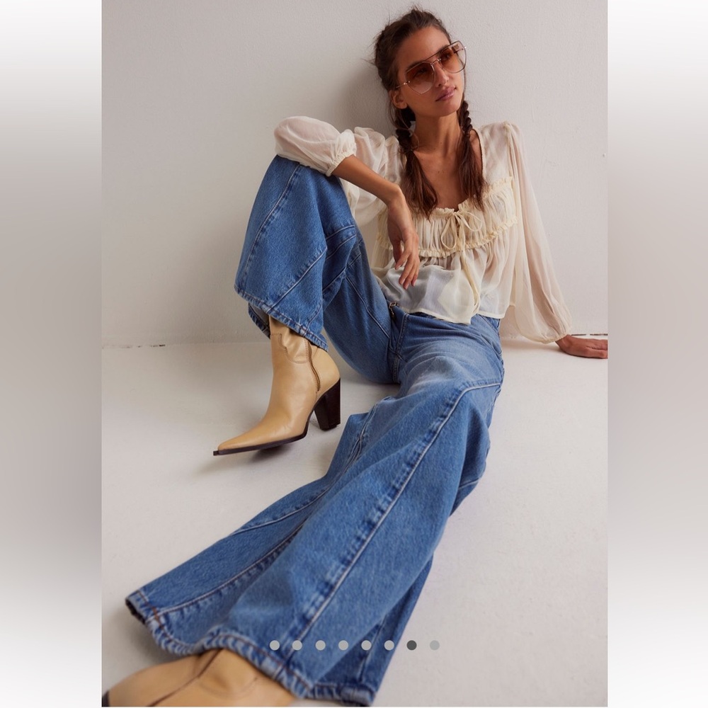 Free People We The Free Eden High Slouchy Flare Wide Leg Jeans - Picture 8 of 11